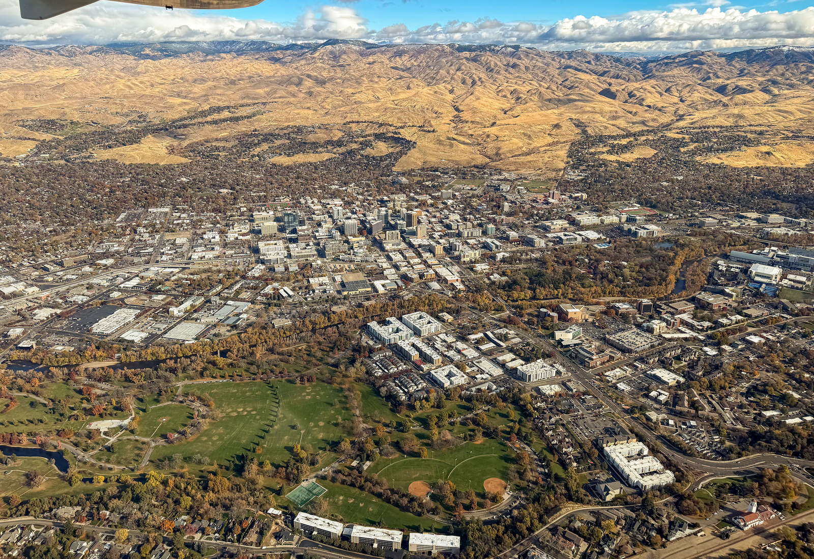 Boise, Idaho skyline against the foothills