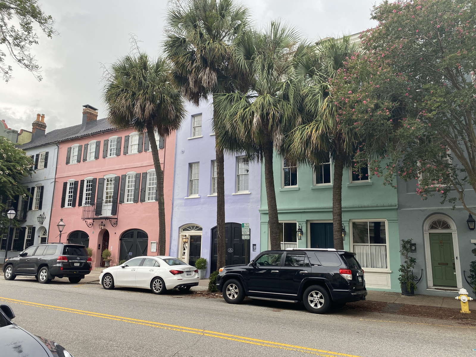Historic homes on Rainbow Row in Charleston, South Carolina