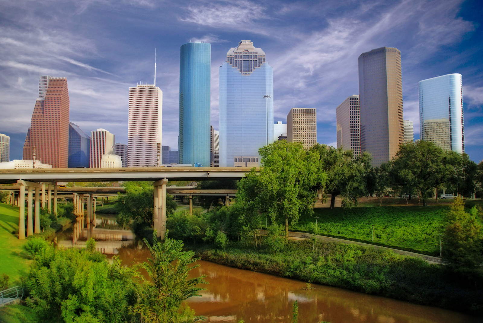 Houston, Texas skyline from Buffalo Bayou