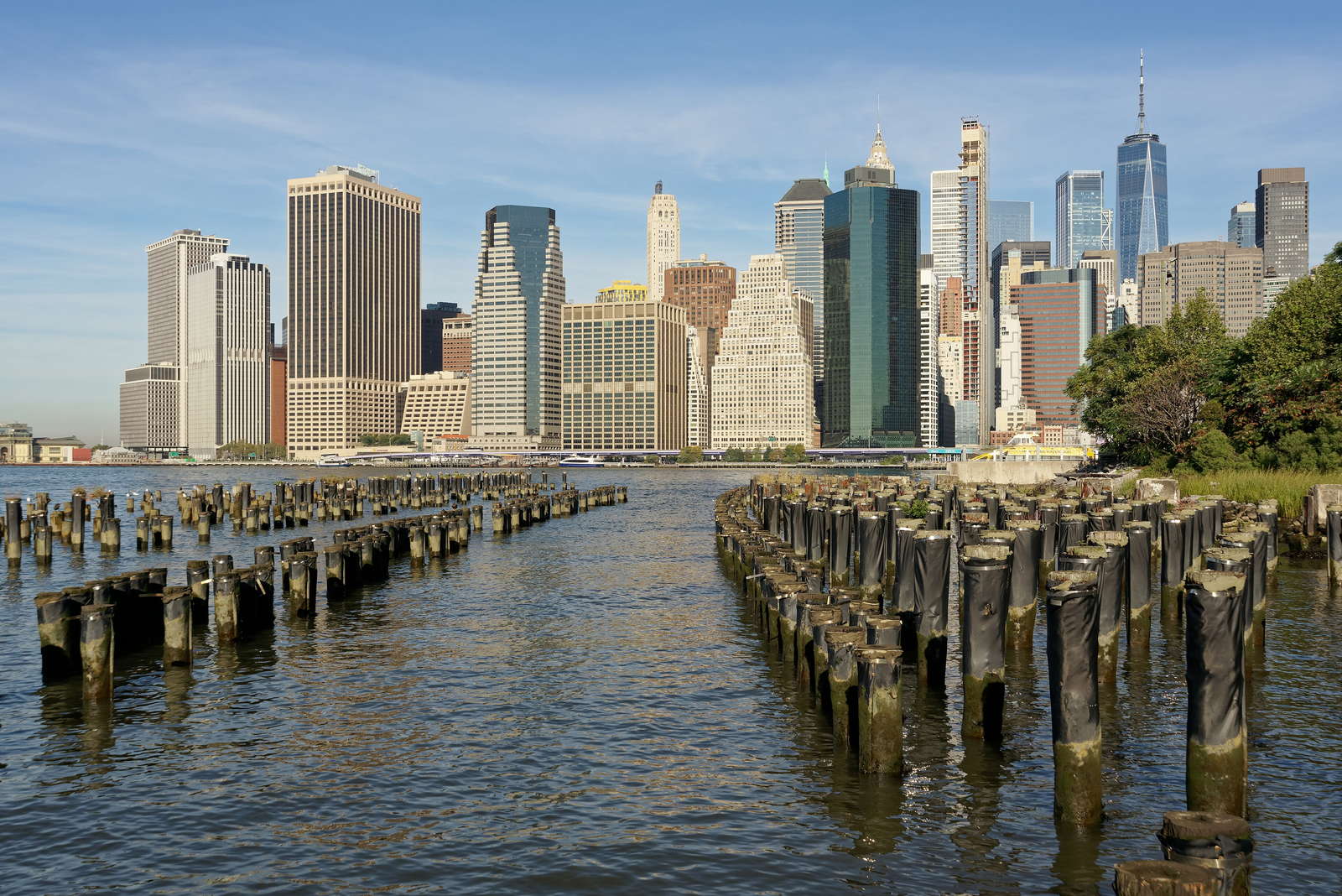 The Manhattan skyline from the Brooklyn Bridge