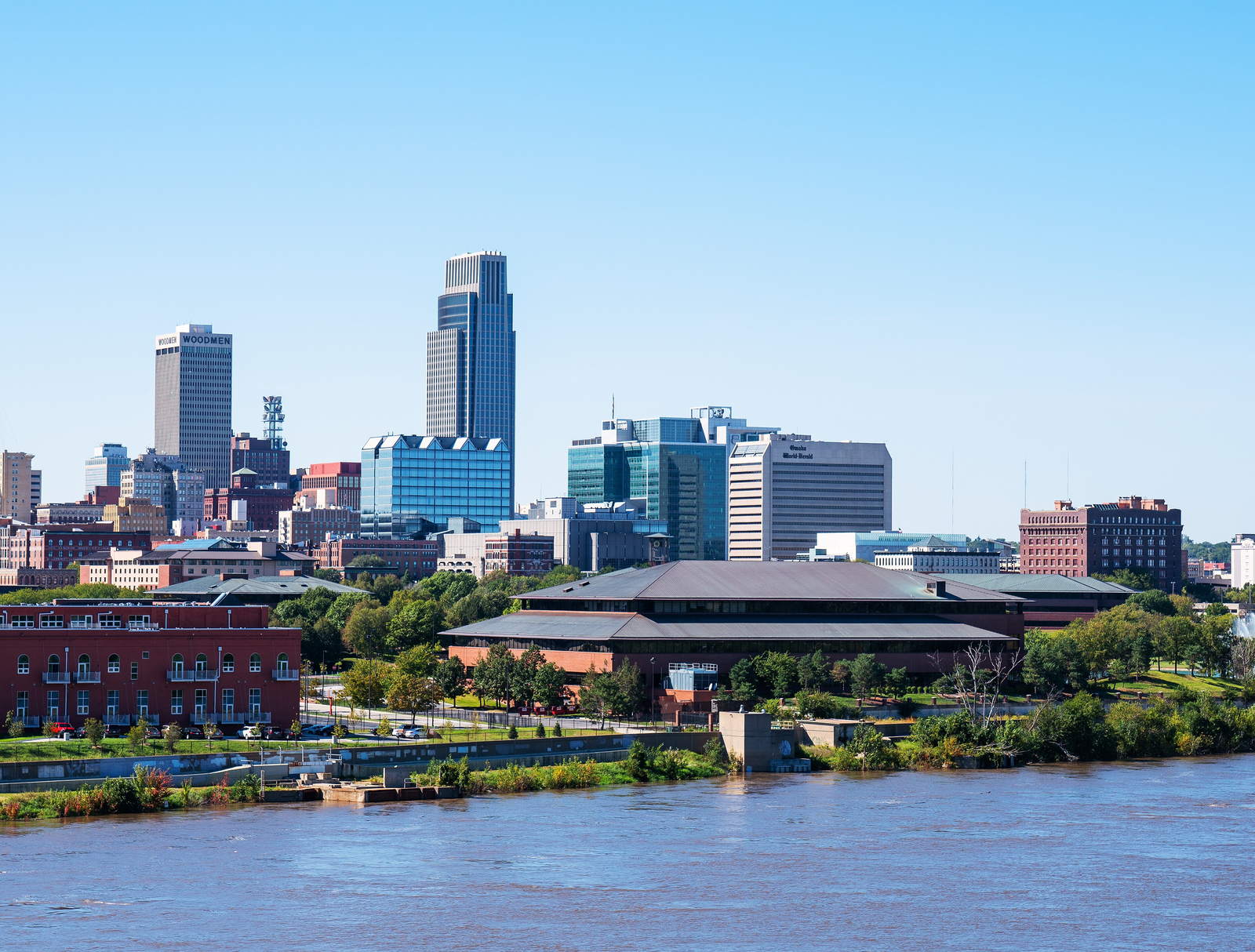 Omaha, Nebraska skyline on the Missouri River
