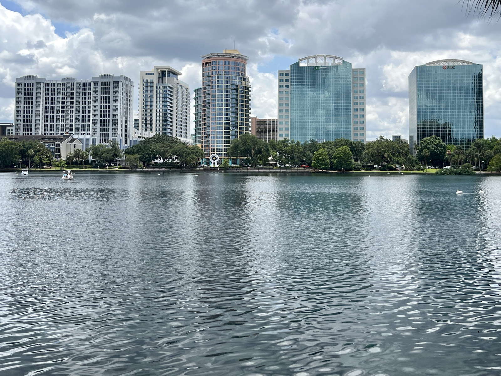 Downtown Orlando skyline over Lake Eola