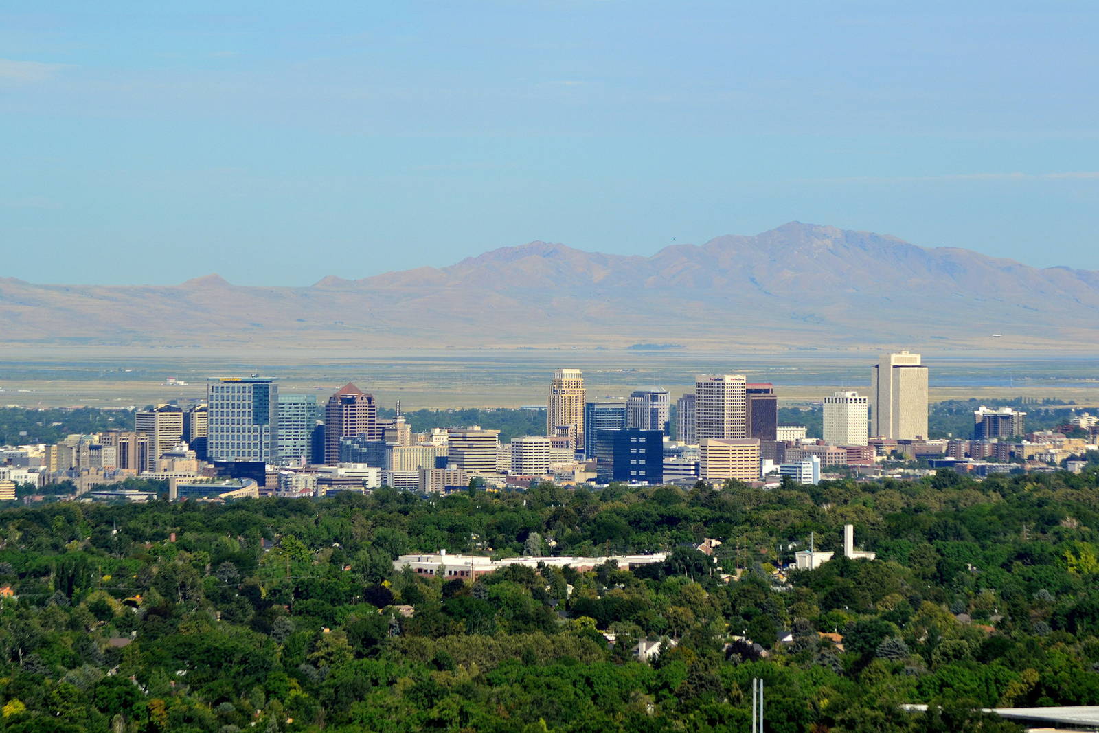 Salt Lake City skyline with the Wasatch Mountains